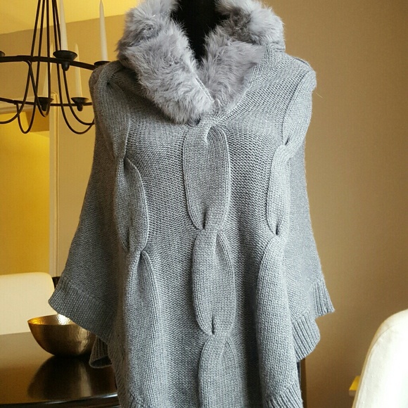 J. McLaughlin Sweaters - J.McClaughlin wool and rabbit fur poncho